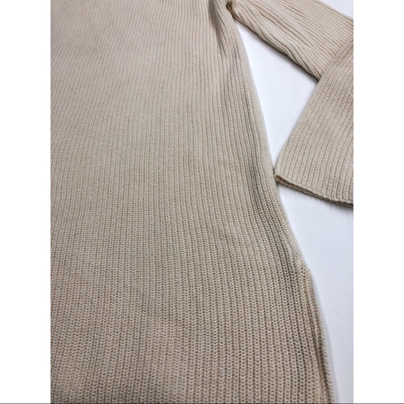 Beige/Cream Cowl Neck Long Sleeve Knit Sweater Dress - Picture 8 of 10